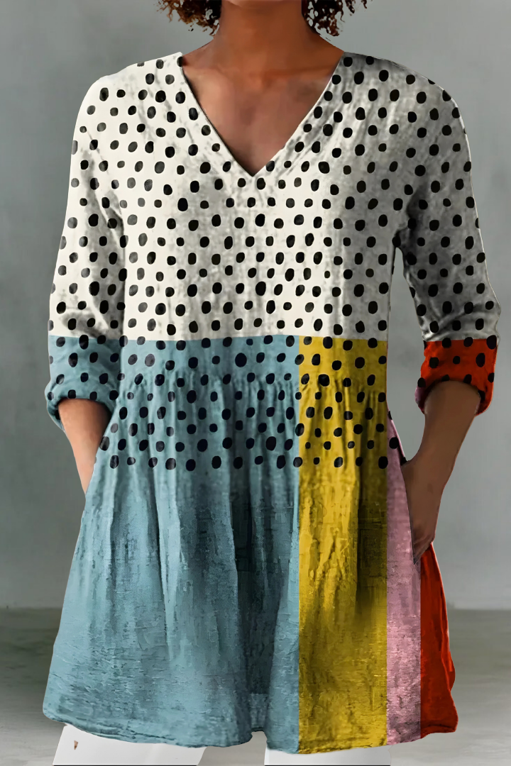 Eunice™ | Linen Polka Dot Tunic Top