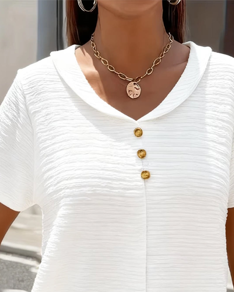 Elena™ | Button Detail Casual Summer Top