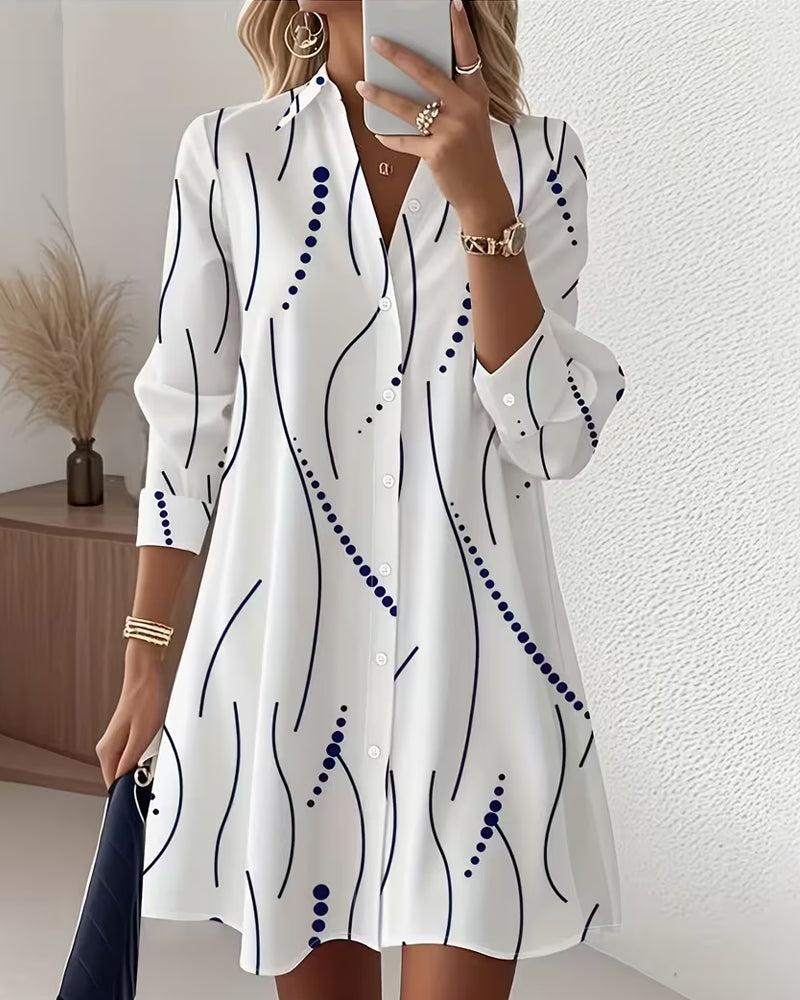 Claudine™ | Elegant Flowing Shirt Dress