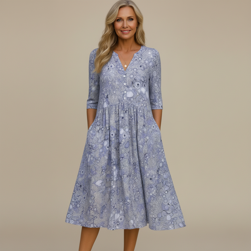 Harlow | Graceful V-Neck Elegance Midi Dress